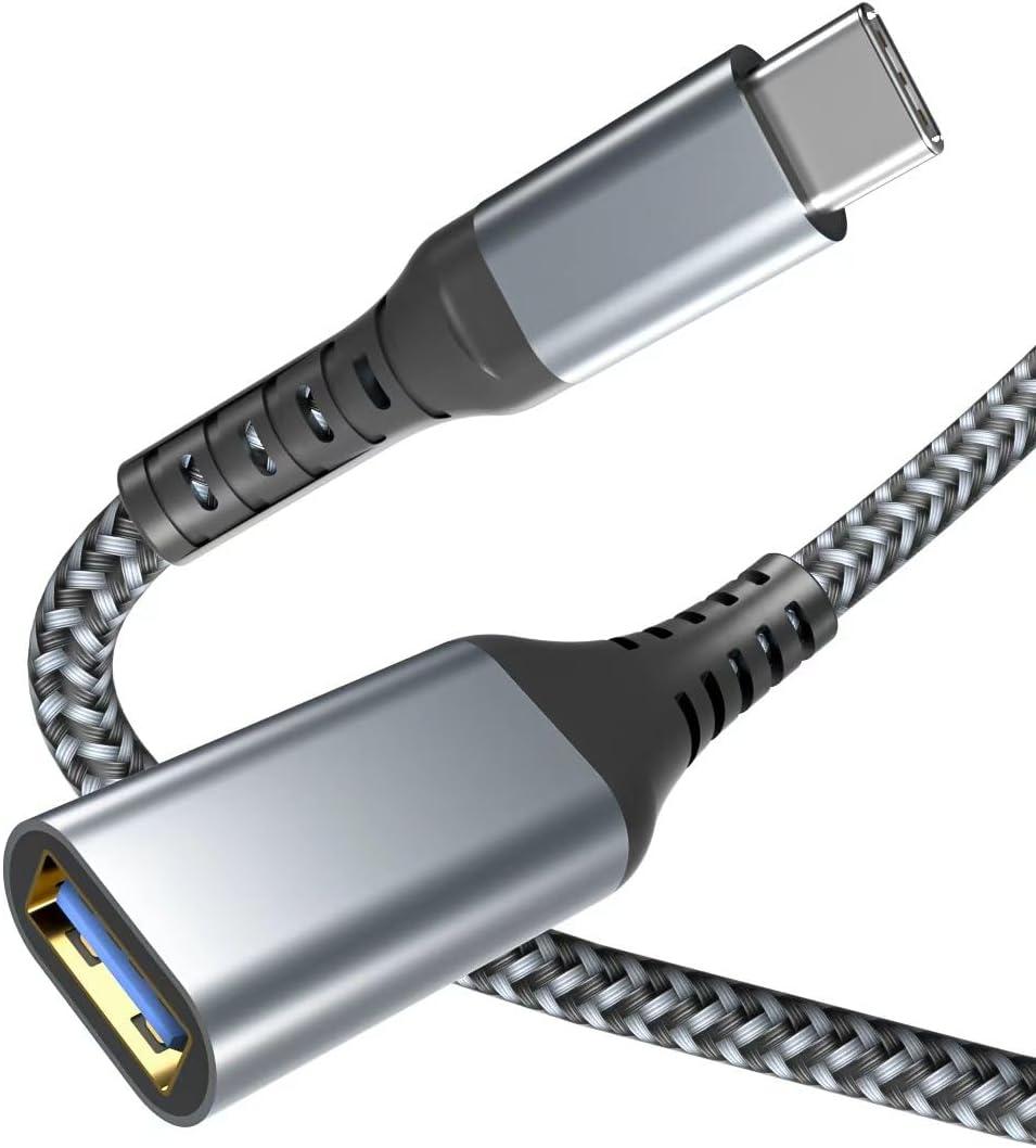 2m USB C to USB Female OTG Cable, USB-A 3.0 OTG Extension for Flash Drive, Keyboard & Mouse, Type-C Male to USB Adapter Compatible with iPhone 16 Pro Max, iPad, MacBook, Galaxy (Grey)