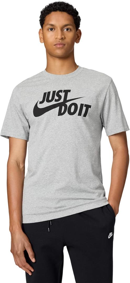 Nike Men's Just Do It Sportswear T-Shirt (Large, Dark Grey Heather/Black)