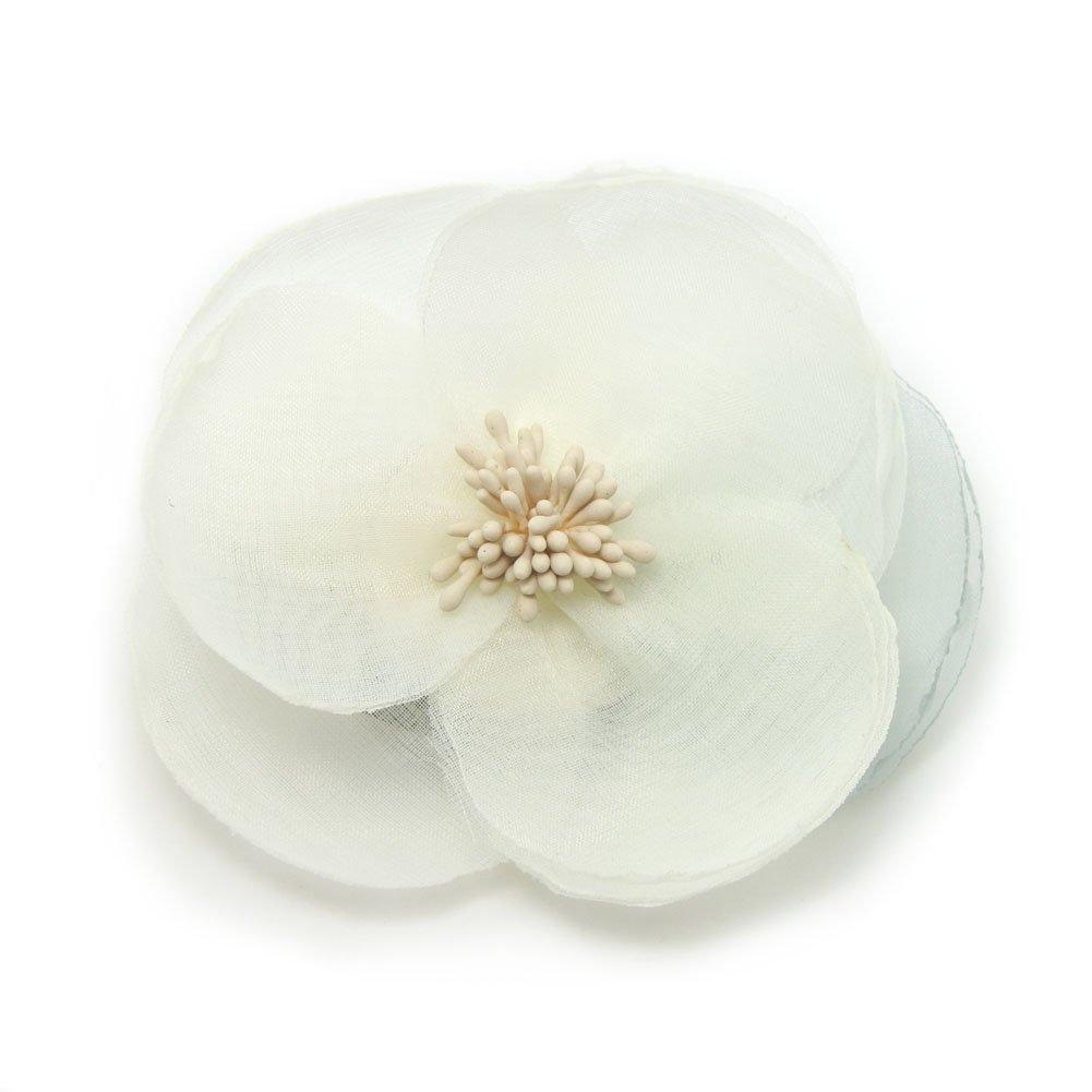 Elegant Silk Cloth Beautiful Flower Hair Claw Clip Hair Pin for Women (A93)(White)