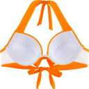 Ocean Blues Women's Push Up Bikini Top Halter Swimsuit Top (Orange, L)