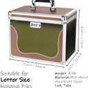 Hanging File Box for Letter, All-in-one set with 10 Folders | Portable Locking Filing Storage Box with Handle & Shoulder strap, Lockable File Cabinet Documents Safe, Lockbox Doc Organizer, Coffee