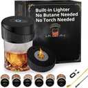 Electric Whiskey Smoker Kit with 6 Wood Chips, Smoker for Old Fashioned Cocktails Built in Electric Lighter, No Butane Needed, Cocktail Smoker Kit Gifts for Cocktail Lovers Friends Birthday