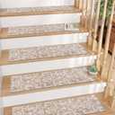 Lahome Carpet Stair Treads Non Slip Backing, 15 Pack 8" X 30" Stair Treads for Wooden Steps Indoor, Soft Washable Stairway Stair Runners Oriental Staircase Rugs for Kids Pets Elders(15pc, Beige)