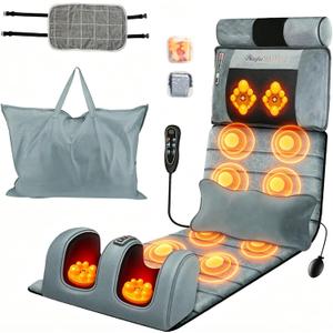 Full Body Massage Mat Vibration with Heat, Detachable Neck & Foot Massager