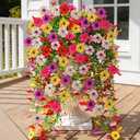 AGIRL 6 Bundles Artificial Flowers for Spring Decoration,Faux Plants for Outdoor Planters,UV & Fad Resistant Silk Fake Flowers for Garden Patio,Porch,Yard,Balcony,Farmhouse Decor (6 Multicolor)