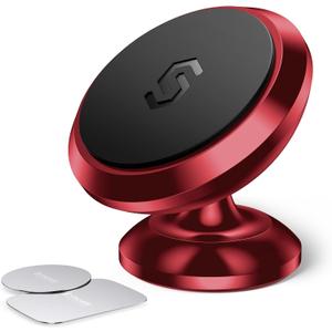 SYNCWIRE Magnetic Phone Car Mount, Car Phone Holder for Dashboard, Cell Phone Car Kits, 360 Adjustable Magnet Cell Phone Mount Compatible with iPhone, Samsung, LG, GPS, Mini Tablet - Red