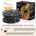 Christmas LED String Lights 82FT 1000 LEDs Christmas Tree Decoration Lights - Outdoor Waterproof Christmas Twinkle Fairy Lights for Garden Patio Xmas Wedding Party Holiday - Warm White