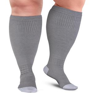 Doctor's Select 1 Pair Plus Size Compression Socks Wide Calf | Bamboo Viscose Knee High Extra Wide Calf Compression Socks Women & Men |  Gray