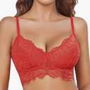 Avidlove Lace Bralettes for Women Corset Bustier Top with Underwired V Neck Camisole Lingerie Crop Top, S