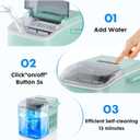 DUMOS Ice Maker Countertop Ice Machine Compact Size with Handle, 26lbs in 24Hrs, 9 Bullet Ice Cubes in 6 Mins, Self-Cleaning Function, Portable for Home, Kitchen, RV, Camping, Quiet Operation,Green