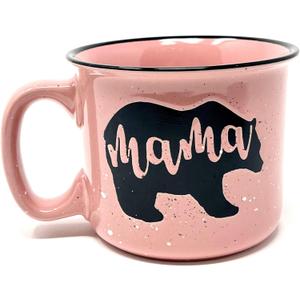 Mama Bear Ceramic Coffee Mug for Mom, Wife, Women  Unique Coral Ceramic Mug  Fun Gifts for Her on Mothers Day, Birthday, or Christmas  Cute Coffee Cup for Moms, Wives, and Coffee-Loving Women
