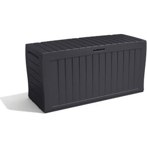 Keter Marvel+ 270L Outdoor 65% recycled Garden Furniture Storage Box Graphite Wood Panel Effect | Fade Free | All Weather Resistant | Safe and Secure | Zero Maintenance 