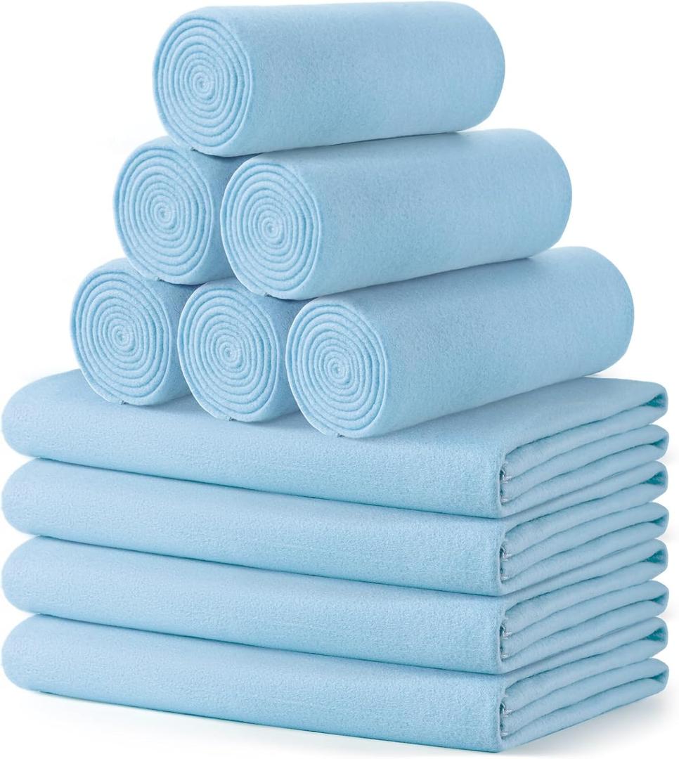 Buryeah 10 Pcs Fleece Blanket Bulk Soft Warm Fleece Blankets Cozy Lightweight Throw Blankets Plush Pet Throw Blanket for Home Bed Sofa Office Wedding Gifts Travel(50" X 60",Light Blue)