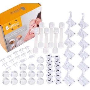 Baby Proof Kit, 58 Packs Baby Proofing Kit Essentials Child Proofing Appliance with Cabinet Locks, Corner Guards and Outlet Covers - All-in-one Super Value Child Proof Kit (White)