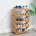 5 Tier Bamboo Shoe Rack,Portable Folding Shoe Storage Rack,Without Installation Small Shoe Rack Perfect for Corridors, Bedrooms and Small Spaces (5 Tier)