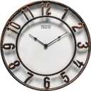 16 inch Brush Bronze Plastic Indoor Wall Clock. Large Number Round Clock. Battery Operated, Silent Non-Ticking, Decorative Clock for Home, Office and School