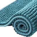 SUBRTEX Bathroom Rugs Chenille Bath Rug Soft Short Plush Bath Mat Soft Shower Mat Water Absorbent Shower Mat Quick Dry Machine Washable(Stone Blue,24" x 60")