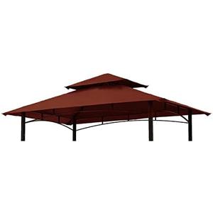 Grill Gazebo Replacement Canopy Roof – Hugline 5x8 Outdoor Grill Shelter Canopy Top Double Tiered BBQ Tent Cover Fit for Model L-GG001PST-F (Burgundy)