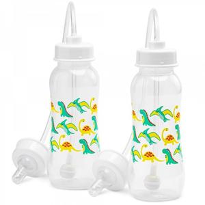 Hands-Free Baby Bottle - Anti-Colic Baby Bottle System 9 oz (2 Pack - Dinosaur) + Replacement Tubing Kit