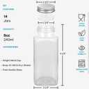 AOZITA 14 Pcs Glass Spice Jars with Spice Labels - 8oz Empty Square Spice Bottles - Shaker Lids and Airtight Metal Caps - Chalk Marker and Silicone Collapsible Funnel Included