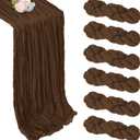 6 Pack Brown Cheesecloth Table Runner 10ft Boho Gauze Fabric Cheese Cloth Table Runner 35 x 120 Inch Rustic Sheer Runner for Romantic Wedding Decor Baby Shower Party Table Centerpiece Decoration