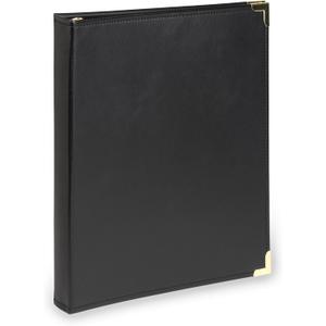 Samsill Classic Collection Leather 3 Ring Binder, Executive Presentation Portfolio, 0.5 Inch (Holds 100 Sheets), Brass Round Ring, Black