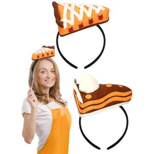 2 Pcs Thanksgiving Pumpkin Pie Costume Thanksgiving Funny Hairband Pie Party Favor Supplies Fall Costume Dress up Headband