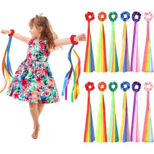 VioraWhite 12 Pcs Rainbow Dance Ribbons Rainbow Rhythm Ribbons Wrist Streamers Hand Held Rhythm Streamers Gymnastics Dance Decorations for Kid Adult, Assorted Color (0.8 x 19.7 Inch,Multiple Colors)