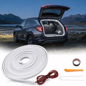 Car LED Strip Light for Trunk, 4m/13.12ft Trunk Light Strip with Waterproof, Cutting, Universal Flexible Silicone LED Trunk Ambient Lighting Accessories for Car SUV (White)