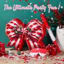 Red Christmas Bow Piata 15 Inch Candy Cane Bow Piata with Bat Blindfold and Confetti for Birthday Christmas Holiday Party Decorations Xmas Party Game Supplies