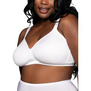 Vanity Fair Women's Full Figure Wireless Bra, Extended Side & Back Smoothing, Lightly Lined Cups Up to DDD (38D, White)