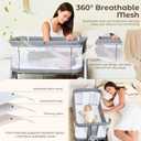 Grobeybees 3-in-1 Bedside Bassinet for Baby, Height Adjustable Bedside Sleeper with Breathable Mesh, Storage Basket & Wheels, Easy Assembly, Includes Mattress Grey | Wheels, Storage basket, Adjustable height, Inclined Anti-Reflux, Bedside Sleeper, Breathable Mesh, Crib