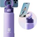 Insulated Magnetic Water Bottle - Reusable Stainless Steel Bottle with MagSafe Compatible Phone Holder - Keeps Cold for 24 Hours - Perfect for Gym, Sports, and Travel - Lavender 32oz