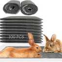 100 Pcs Disposable Rabbit Pee Pads,Pet Pees Pad Cage Black Carbon Liner,Super Absorbent Leak Proof Cushion Reduce Odor Bunny Training Accessories for Kitten Puppy Hamsters Hedgehog (13.0 x 18.0 inches)