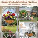 14 inch Metal Hanging Baskets For Plants Outdoor 4 Pack Round Metal Wire Hanging Basket Planter with Coco Fiber Liners Chain Round Wire Plant Holder for Garden, Patio, Deck, Porch Plants Flower Potss