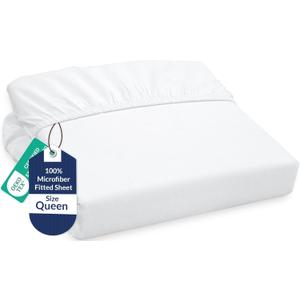 Royale Linens Fitted Sheet Queen - Ultra Soft 1800 Brushed Microfiber - Hotel Luxury Bottom Sheets - Wrinkle Free & Fade Resistant - Deep Pocket Fitted Sheet Only (Queen, White)