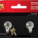 3M Command HOM18SES Decorative Key Rail, 8w x 1 1/2d x 2 1/8h, Black/Silver, 4 Hooks/Pack