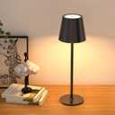 JACKYLED Cordless Table Lamps Rechargeable, 3 Adjustable Height, 5000mAh Battery Operated, 3 Colors Smooth Dimming, Portable LED Waterproof Table Lamp for Dining, Bedroom, Outdoor- Black (1 Pack-Round Base)