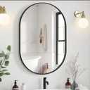 Delma 28x20 Black Oval Bathroom Mirror for Over Sink, Aluminum Frame