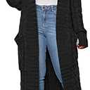 Long Sweaters for Women Cardigan Open Front Long Sleeve Plus Size Chunky Cable Knit Duster Cardigans with Pockets Winter Coat, M\L
