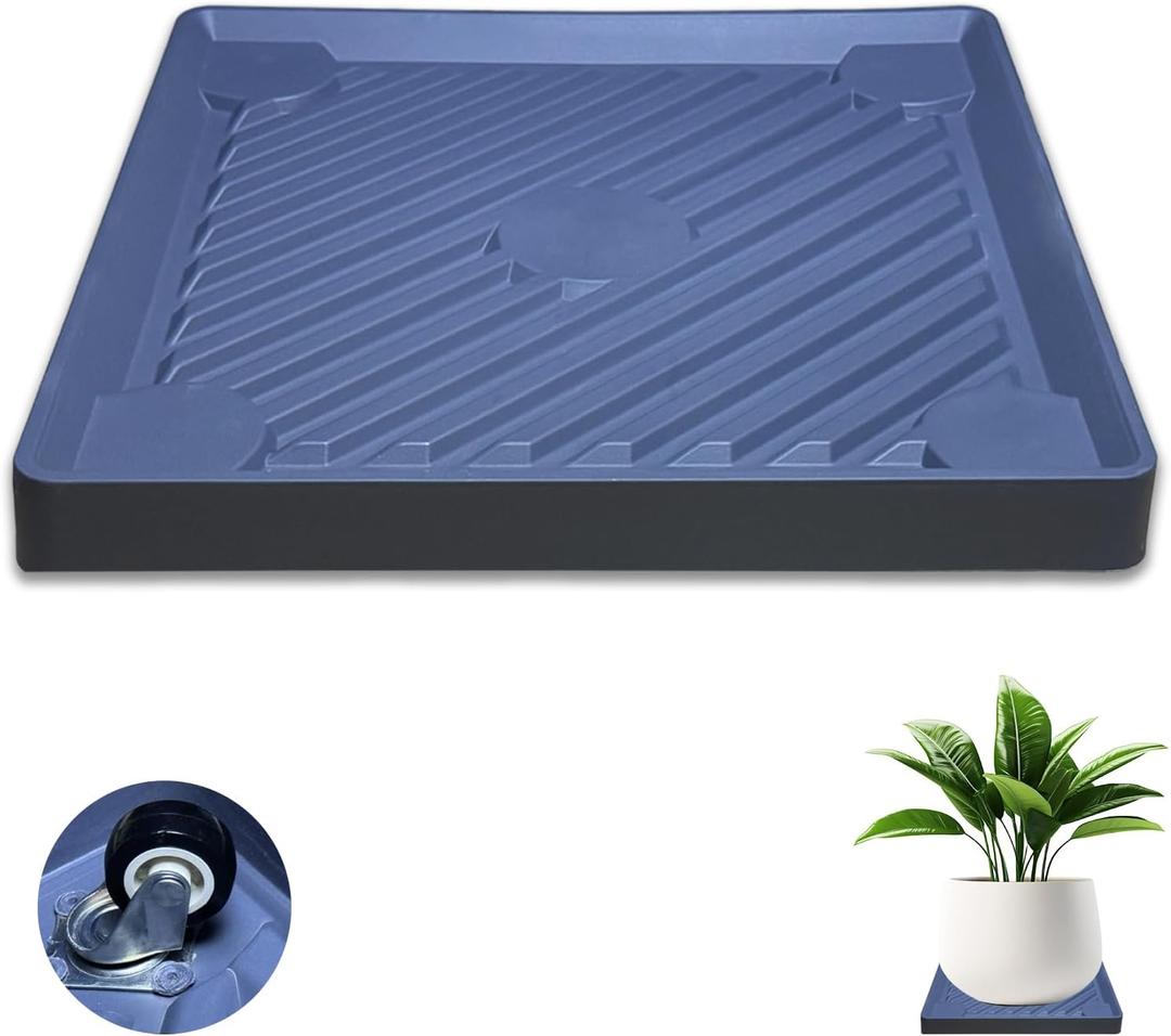 14.5 Plant Caddy with Wheels, Square Rolling Plants Stand Saucer with Hidden Casters, Indoor Plant Tray, Heavy Duty Wheeled Plant Dolly, Planter Caddies Pots Mover Holders, Gray