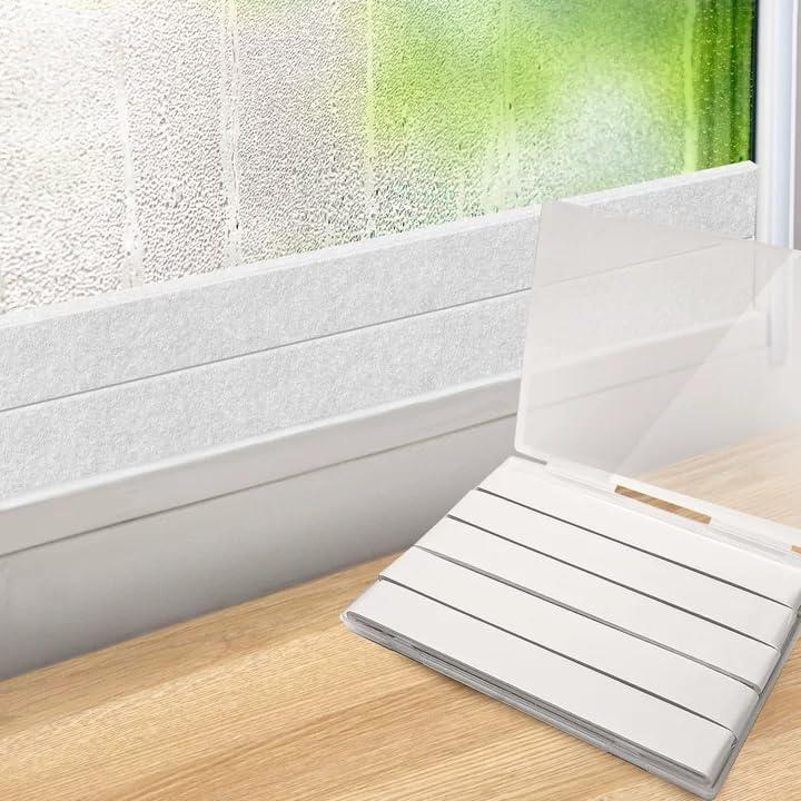 UNIFAMILY 5 Pack Window Condensation Absorber, Total 16.4Ft Window Condensation Prevention Moisture Absorber Felt Strips, Self Adhesive Reusable Absorbent Strips for Windows Glass Moisture Absorption