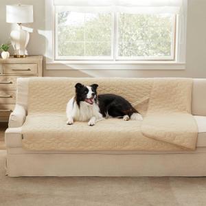Bedsure 100% Waterproof Couch Cover for Dogs Washable - Non Slip Waterproof Blanket Large for Bed Sofa, Lightweight Furniture Protector Durable for Pet Cat Puppy with Non-Slip Bottom, Beige, 52x82IN