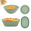 2Pcs Silicone Banneton Bread Proofing Baskets, 10" Oval & 9" Round Foldable Non-Stick Dough Proofing Bowl Containers-BPA Free, Optimum Sourdough Bread Baking Supplies (Green)