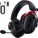 Wireless Gaming Headset, 2.4GHz USB Gaming Headphones for PS5, PS4, PC, Fortnite, Switch, Mac with Bluetooth 5.3, 60H Battery, ENC Noise Canceling Microphone, Gamer Headphones, Red