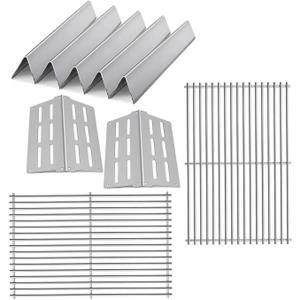 7524 Grill Grates with 17.5 inch flavorizer bar and Heat Deflector Replacement for Weber Genesis Grill Parts 300 Series E-310 E-320 E-330 S-310 S-320 S-330 EP-320 ESP-310 ESP-320 Gas Grills