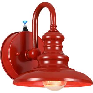 LONEDRUID Dusk to Dawn Sensor Outdoor Gooseneck Barn Light Fixtures Red Exterior Wall Sconce Lighting Rustic Outside Porch Lantern Farmhouse Wall Mount Lamp for House Garage Patio