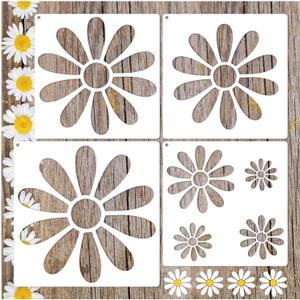 Large Flower Stencils for Painting on Wood, 13.8 Inch Spring Daisy Floral Stencil Reusable Large Flower Paint Templates for Walls DIY Crafts Fence Canvas Cake Fabric (Flower4)