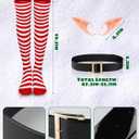 6 Pack Elf Costume for Women Christmas Outfit Velvet Dress Santa's Helper Costume Belt Socks Elf Hat Shoes Cosplay (Medium, Red Collar)