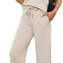 SAMPEEL Two Piece Sets for Women Summer Outfits Lounge Sets Mock Neck Tops Wide Leg Crop Pants Vacation Travel Outfits, XL